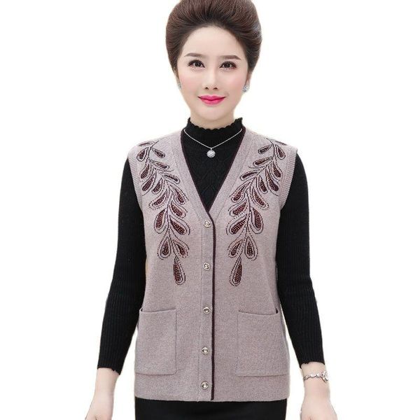 women's vests knitted sweater vest middle-aged elderly sweaters cardigan jacket spring autumn coat women waistcoat outerwear w877, Black;white
women's vests knitted sweater vest middle-aged elderly sweaters cardigan jacket spring autumn coat women waistcoat outerwear w877, Black;white