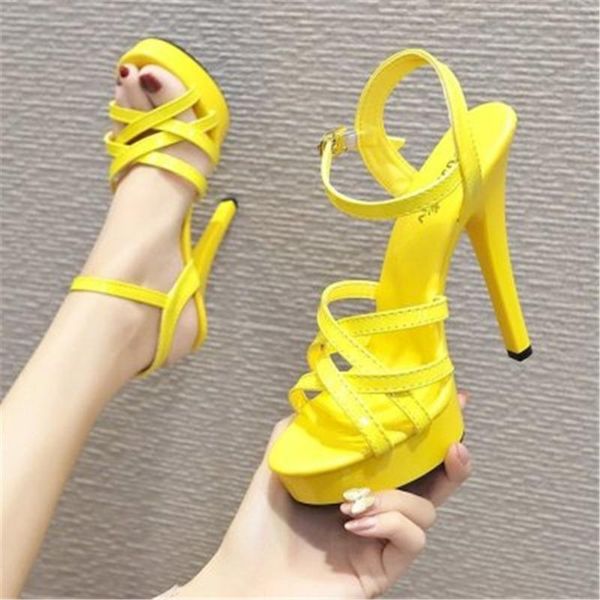 summer new fashion 13cm high heels sandals leather cross strap platform peep toe pumps nightclub model stilettos yellow red, Black
summer new fashion 13cm high heels sandals leather cross strap platform peep toe pumps nightclub model stilettos yellow red, Black
