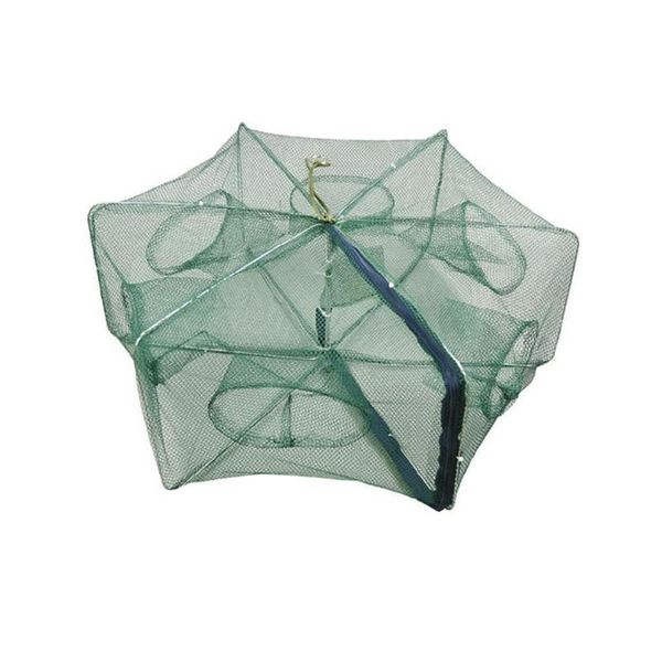 folded hexagon 6 hole automatic fishing shrimp trap fishing net fish shrimp minnow crab baits cast mesh trap