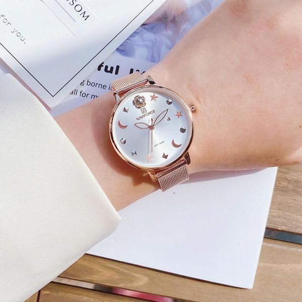 wristwatches naviforce women watch rosegold ladies stainless-steel bracelet casual creative female clock, Slivery;brown
wristwatches naviforce women watch rosegold ladies stainless-steel bracelet casual creative female clock, Slivery;brown