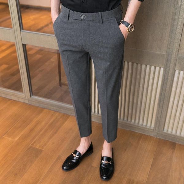 men's suits & blazers 2021 summer casual pants men slim fit business dress crown embroidery office social streetwear ankle length trous, White;black
men's suits & blazers 2021 summer casual pants men slim fit business dress crown embroidery office social streetwear ankle length trous, White;black