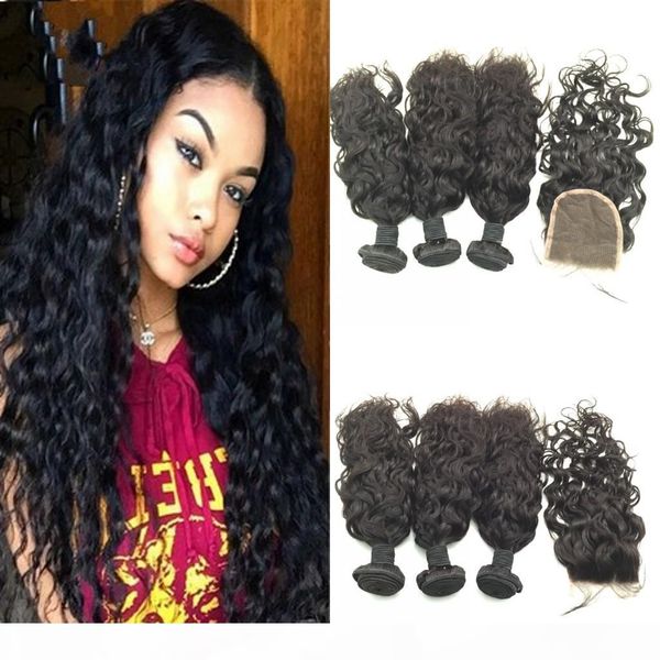 brazilian water wave hair bundles with lace closure 10-30'' 8a unprocessed brazilian virgin hair water wavy extension weaves 4pcs, Black
brazilian water wave hair bundles with lace closure 10-30'' 8a unprocessed brazilian virgin hair water wavy extension weaves 4pcs, Black
