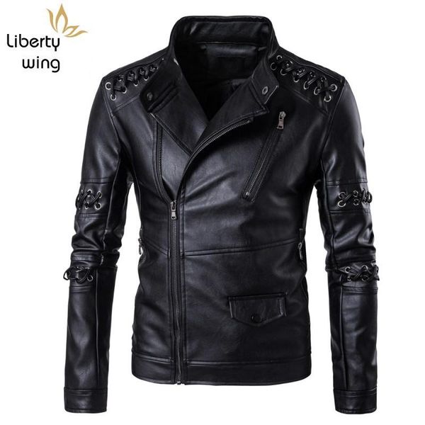 men's fur & faux harajuku personality lace up pu leather jacket men punk show stage clothes stand collar jaqueta motoqueiro windbreaker, Black
men's fur & faux harajuku personality lace up pu leather jacket men punk show stage clothes stand collar jaqueta motoqueiro windbreaker, Black