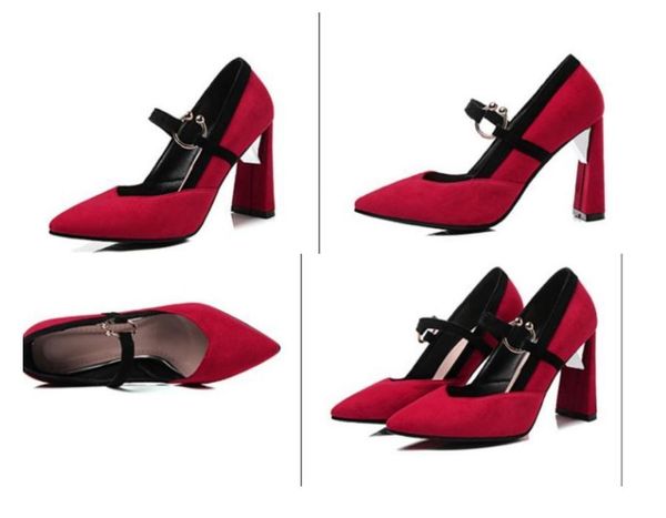 blue patchwork women's shoes in spring and autumn high coarse heel pointed end suede, Black
blue patchwork women's shoes in spring and autumn high coarse heel pointed end suede, Black
