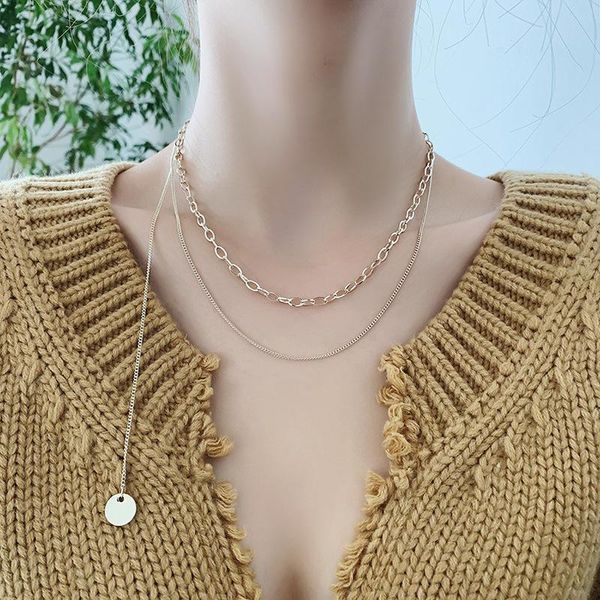chains korean style metal chain stacking disc necklace simple retro girl clavicle for women fashion jewelry accessories, Silver
chains korean style metal chain stacking disc necklace simple retro girl clavicle for women fashion jewelry accessories, Silver