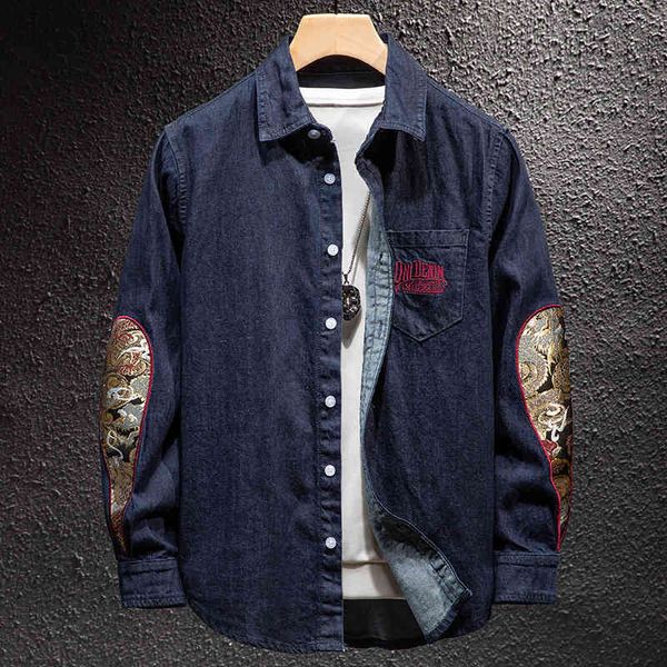 men's jackets denim jacket 2021 shirt coat spring and autumn dark blue tide brand national embroidery pure cotton, Black;brown
men's jackets denim jacket 2021 shirt coat spring and autumn dark blue tide brand national embroidery pure cotton, Black;brown
