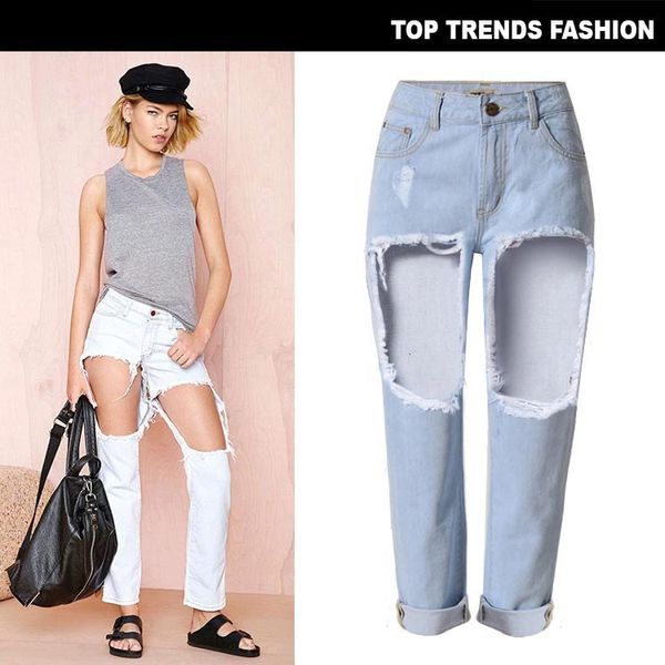 harajuku style loose boyfriend big hole straight nine point jeans women's wear, Blue
harajuku style loose boyfriend big hole straight nine point jeans women's wear, Blue