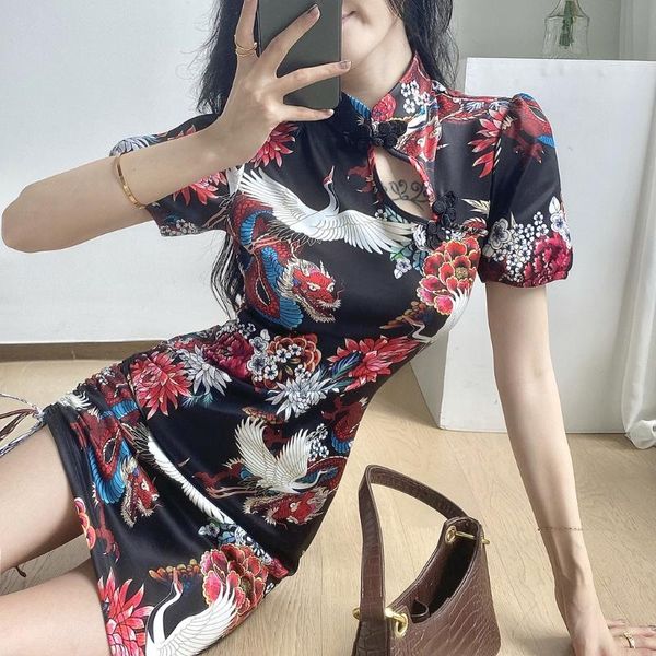 ethnic clothing 2021 summer chinese style cheongsam floral print drawstring dress girl female slim vintage dresses qipao, Red
ethnic clothing 2021 summer chinese style cheongsam floral print drawstring dress girl female slim vintage dresses qipao, Red