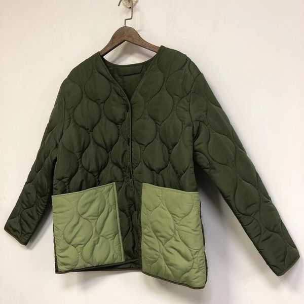 2021 new autumn winter women coat color patchwork v-neck padded jacket with large pockets 4wl2, Black
2021 new autumn winter women coat color patchwork v-neck padded jacket with large pockets 4wl2, Black