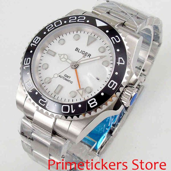 gmt hand 40 mm orange bliger white dial sapphire crystal automatic mens watch black bezel, Slivery;brown
gmt hand 40 mm orange bliger white dial sapphire crystal automatic mens watch black bezel, Slivery;brown