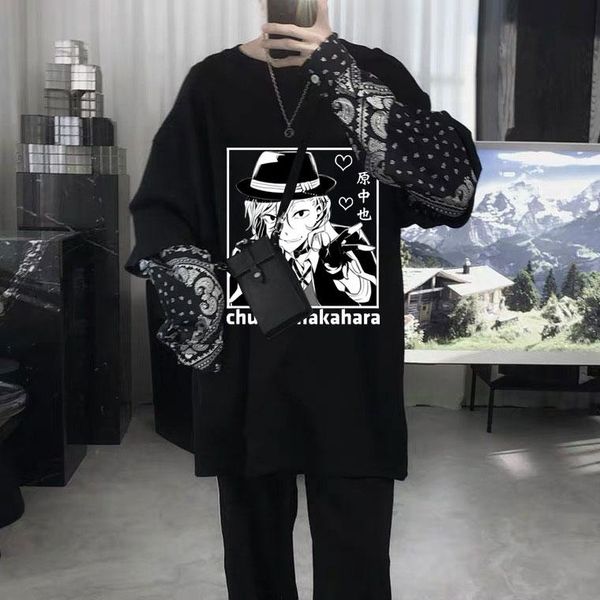 men's t-shirts bungo stray dogs men women fashion all-match black t-shirt osamu dazai chuuya nakahara tshirt short sleeve mens cotton t, White;black
men's t-shirts bungo stray dogs men women fashion all-match black t-shirt osamu dazai chuuya nakahara tshirt short sleeve mens cotton t, White;black