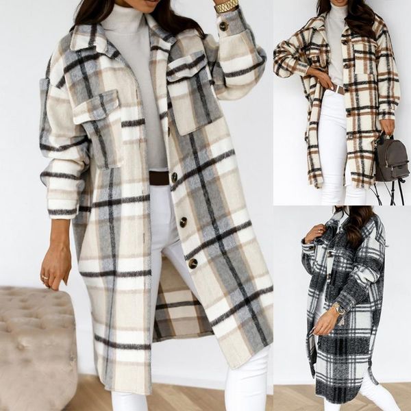 women's wool & blends 2021 autumn winter checked women jacket down overcoat warm plaid long coat oversize thick woolen female streetwea, Black
women's wool & blends 2021 autumn winter checked women jacket down overcoat warm plaid long coat oversize thick woolen female streetwea, Black