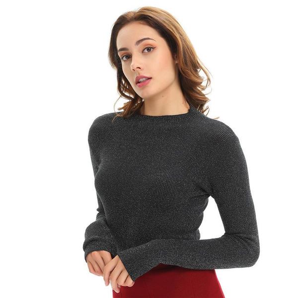 women's sweaters korean style women black sweater vintage slim lurex knitted ladies autumn winter 2021 fashion clothing pullover, White;black
women's sweaters korean style women black sweater vintage slim lurex knitted ladies autumn winter 2021 fashion clothing pullover, White;black