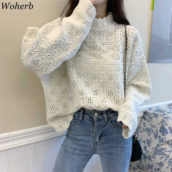 woherb vintage sweaters women half turtleneck loose hollow out pullovers woman clothes knitted sueter mujer jumper 4e995 211018, White;black
woherb vintage sweaters women half turtleneck loose hollow out pullovers woman clothes knitted sueter mujer jumper 4e995 211018, White;black