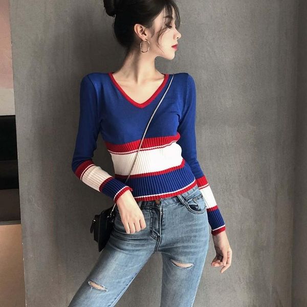 women's sweaters women autumn striped high street crop knitted pullovers long sleeve slim streetwear elasticity harajuku knitwear, White;black
women's sweaters women autumn striped high street crop knitted pullovers long sleeve slim streetwear elasticity harajuku knitwear, White;black