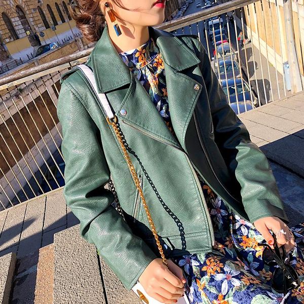 women's leather & faux 2021 autumn winter jacket women slim short biker moto soft coats female outwear ladies punk pvc coat, Black
women's leather & faux 2021 autumn winter jacket women slim short biker moto soft coats female outwear ladies punk pvc coat, Black