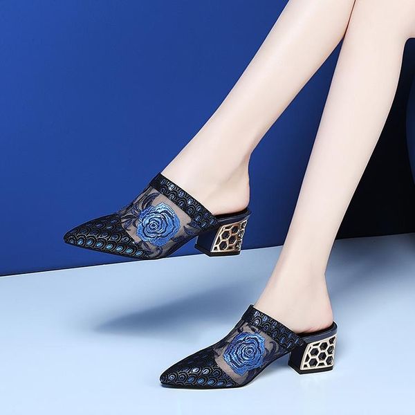 slippers summer mesh closed toes women mules high heels outside party wedding shoes woman sandalias mujer ladies, Black
slippers summer mesh closed toes women mules high heels outside party wedding shoes woman sandalias mujer ladies, Black