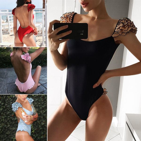 2019 solid one piece women lace swimsuit ruffle bikini, Black;green
2019 solid one piece women lace swimsuit ruffle bikini, Black;green