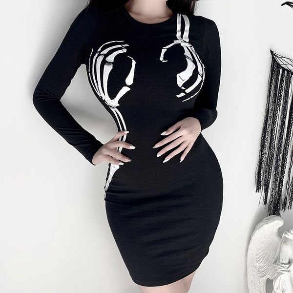 black punk grunge gothic dresses print skinny harajuku autumn 2020 female mini dress vintage aesthetic longsleeve c0304, Black;gray
black punk grunge gothic dresses print skinny harajuku autumn 2020 female mini dress vintage aesthetic longsleeve c0304, Black;gray