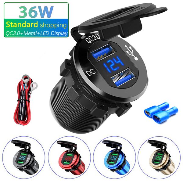 36w 12v/24v usb charger socket qc3.0 led display metal waterproof universal truck car lighter socket plug for phone tablet
36w 12v/24v usb charger socket qc3.0 led display metal waterproof universal truck car lighter socket plug for phone tablet