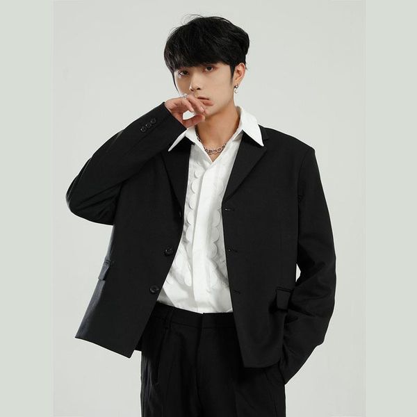 men's suits & blazers men solid color short suit jacket japan korea style streetwear vintage casual coat male spring autumn, White;black
men's suits & blazers men solid color short suit jacket japan korea style streetwear vintage casual coat male spring autumn, White;black