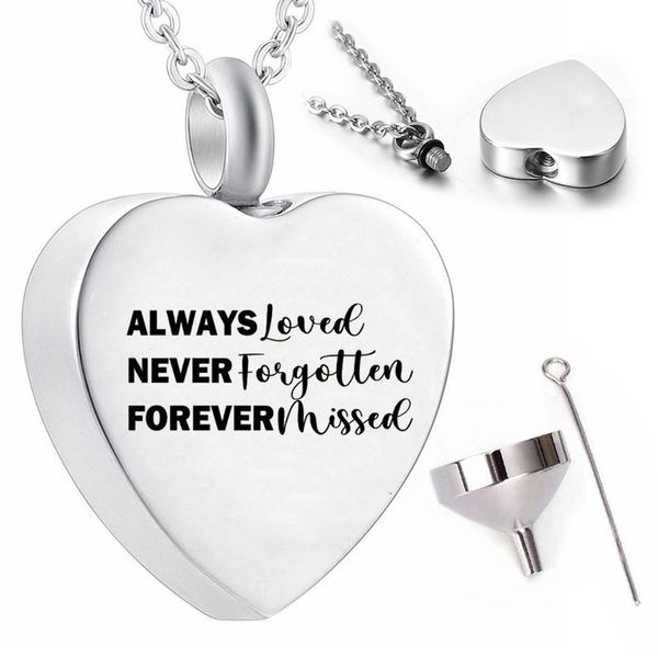 stainless steel cremation pendant necklace ashes urn souvenir-always loved never forgotten, Silver
stainless steel cremation pendant necklace ashes urn souvenir-always loved never forgotten, Silver