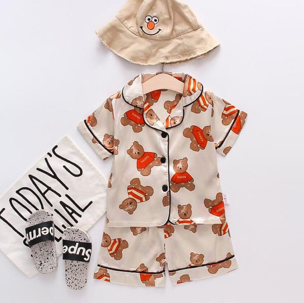 Summer Baby Boys Girls Cartoon Bear Silk Pajamas Cute Kids Two-piece Set Soft Home Wear Short-sleeved Suit Children Sleepwear Nightgown 1-4 Years, Champagne
Summer Baby Boys Girls Cartoon Bear Silk Pajamas Cute Kids Two-piece Set Soft Home Wear Short-sleeved Suit Children Sleepwear Nightgown 1-4 Years, Champagne