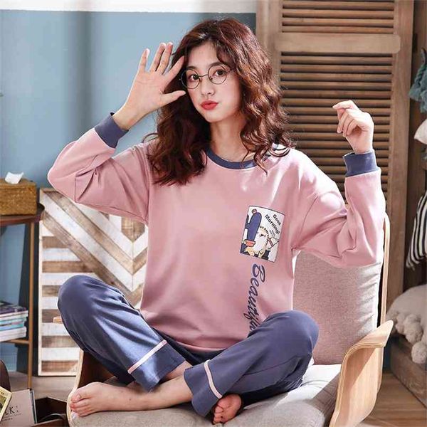 autumn cotton cartoon pajamas set women pyjamas sleepwear loose long sleeve pijama mujer home clothes pants night suit 2pcs 210809, Black;red
autumn cotton cartoon pajamas set women pyjamas sleepwear loose long sleeve pijama mujer home clothes pants night suit 2pcs 210809, Black;red