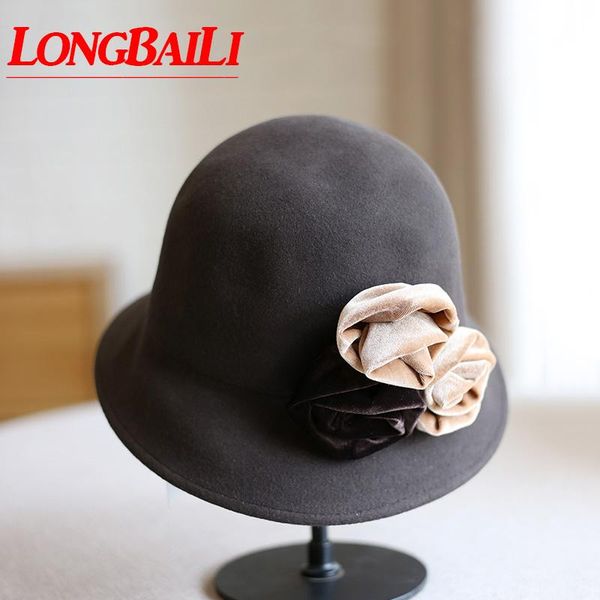 stingy brim hats quality elegant winter floral wool felt cloche women chapeu fedoras bucket female pwfe012, Blue;gray
stingy brim hats quality elegant winter floral wool felt cloche women chapeu fedoras bucket female pwfe012, Blue;gray