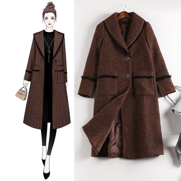 women's wool & blends autumn winter woolen coats are fashionable loose and thin thickened outdoor leisure mid-length windbreakers, Black
women's wool & blends autumn winter woolen coats are fashionable loose and thin thickened outdoor leisure mid-length windbreakers, Black