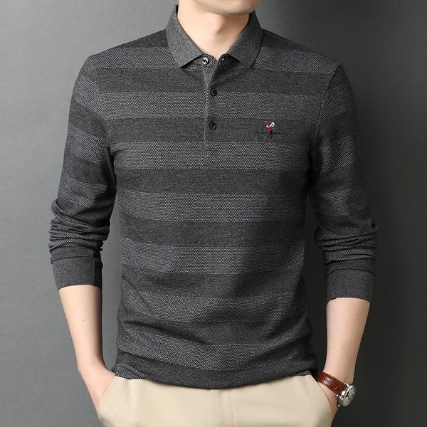 men's polos 2021 high end fashion brand striped designer embroidery casual turn down collar long sleeve shirts men clothes, White;black
men's polos 2021 high end fashion brand striped designer embroidery casual turn down collar long sleeve shirts men clothes, White;black