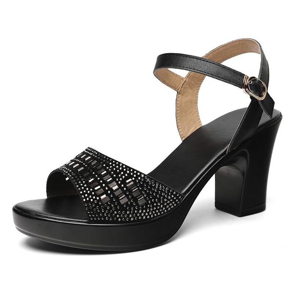 sandals women genuine leather shoes hollow rhinestone platform 2021 open toe zapatillas mujer, Black
sandals women genuine leather shoes hollow rhinestone platform 2021 open toe zapatillas mujer, Black