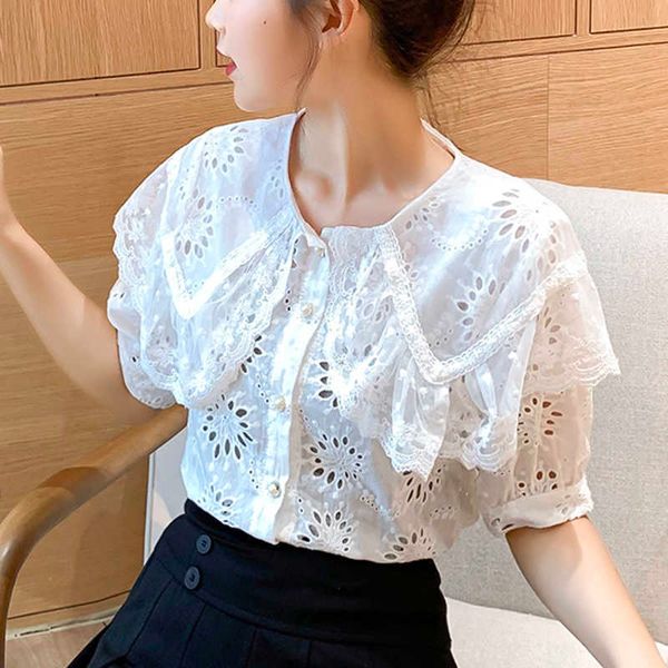 hollow out lace white shirt women korean short sleeve summer loose women blouse office lady casual solid shirts 13608 210527
hollow out lace white shirt women korean short sleeve summer loose women blouse office lady casual solid shirts 13608 210527