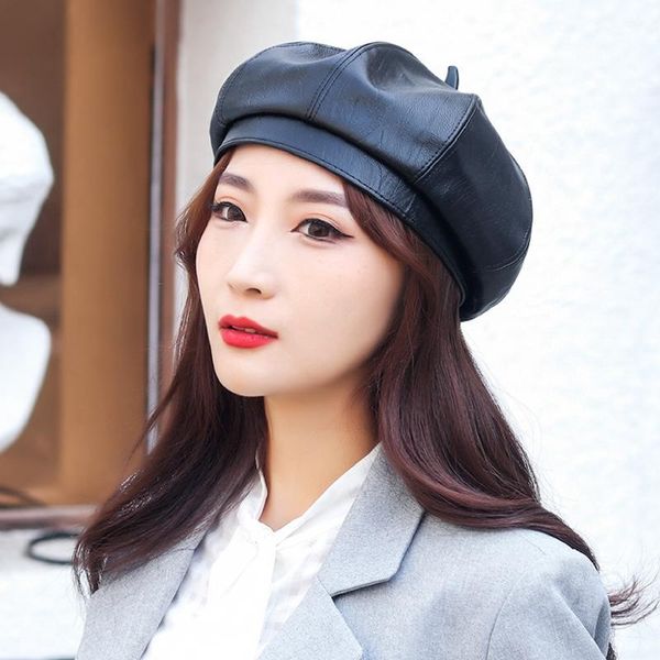 berets vintage bonnet for women pu leather sboy caps british style solid temperament painter octagonal hat winter ladies beret, Blue;gray
berets vintage bonnet for women pu leather sboy caps british style solid temperament painter octagonal hat winter ladies beret, Blue;gray