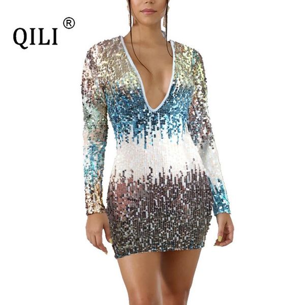 casual dresses qili women autumn sequined dress v-neck long sleeve short mini party club colorful sequin elegant, Black;gray
casual dresses qili women autumn sequined dress v-neck long sleeve short mini party club colorful sequin elegant, Black;gray