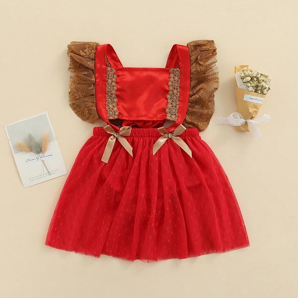 girl's dresses baby girls christmas romper dress lace short flying sleeve square neck hollow bowknot decorated strap, Red;yellow
girl's dresses baby girls christmas romper dress lace short flying sleeve square neck hollow bowknot decorated strap, Red;yellow