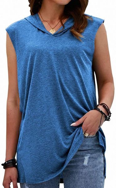 women's hoodies fashion sleeveless hooded tank solid side slit casual loose basic 83bg#, Black
women's hoodies fashion sleeveless hooded tank solid side slit casual loose basic 83bg#, Black
