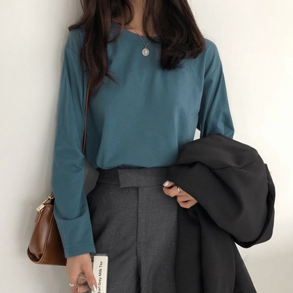 spring autumn t-shirts women korean clothes solid color loose all-match leisure simple t shirt long sleeve o-neck student c0220, White
spring autumn t-shirts women korean clothes solid color loose all-match leisure simple t shirt long sleeve o-neck student c0220, White