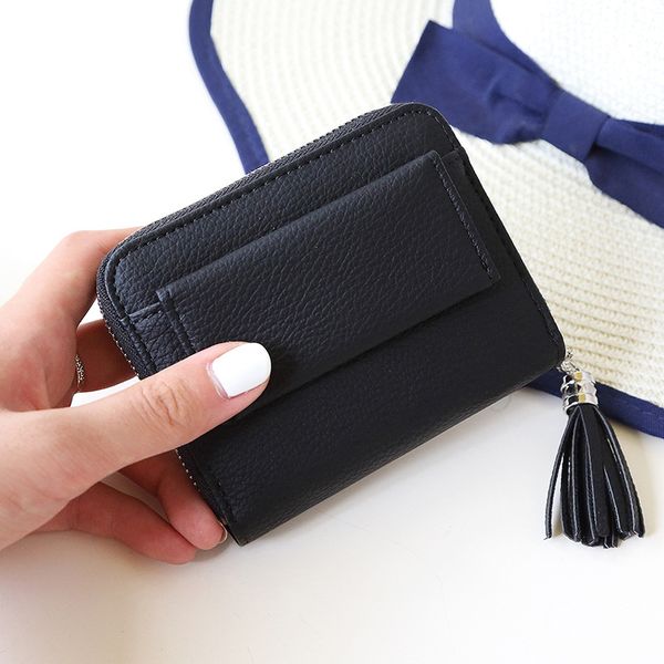 women girl mini tassel short wallet coin purse credit card holder organizer pocket classic solid purses new fashion wallets, Red;black
women girl mini tassel short wallet coin purse credit card holder organizer pocket classic solid purses new fashion wallets, Red;black