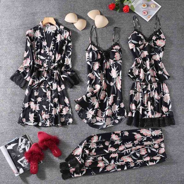 women's sleepwear pyjamas pour femme with pants women satin pajamas summer lace v-neck kimono robe gown comfy intimate linger, Black;red
women's sleepwear pyjamas pour femme with pants women satin pajamas summer lace v-neck kimono robe gown comfy intimate linger, Black;red