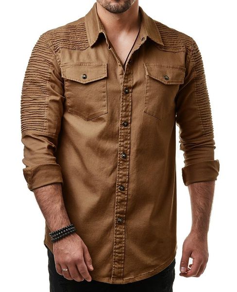 men's casual shirts fashion pleated shoulder plain denim shirt long sleeve washed, White;black
men's casual shirts fashion pleated shoulder plain denim shirt long sleeve washed, White;black