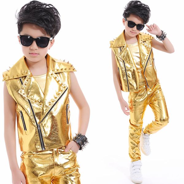 2021 children jazz boys stage gold costume rivet jacket vest pants street dance outfit hiphop modern catwalk singer clothing, Black;red
2021 children jazz boys stage gold costume rivet jacket vest pants street dance outfit hiphop modern catwalk singer clothing, Black;red