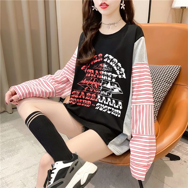 2021 new spring and autumn sweatshirt letters combination round neck women's loose contrasting hoodie 8wyn, Black
2021 new spring and autumn sweatshirt letters combination round neck women's loose contrasting hoodie 8wyn, Black