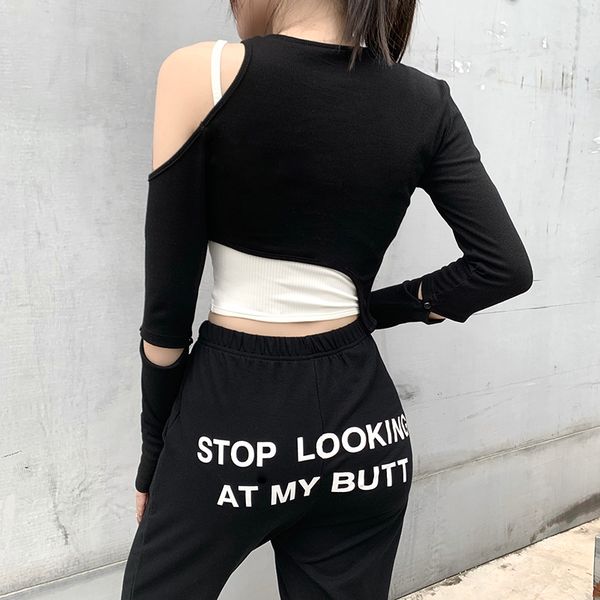 streetwear slim knitt two pieces women one shoulder splice long sleeve tshirt and solid irregular tank top, White
streetwear slim knitt two pieces women one shoulder splice long sleeve tshirt and solid irregular tank top, White