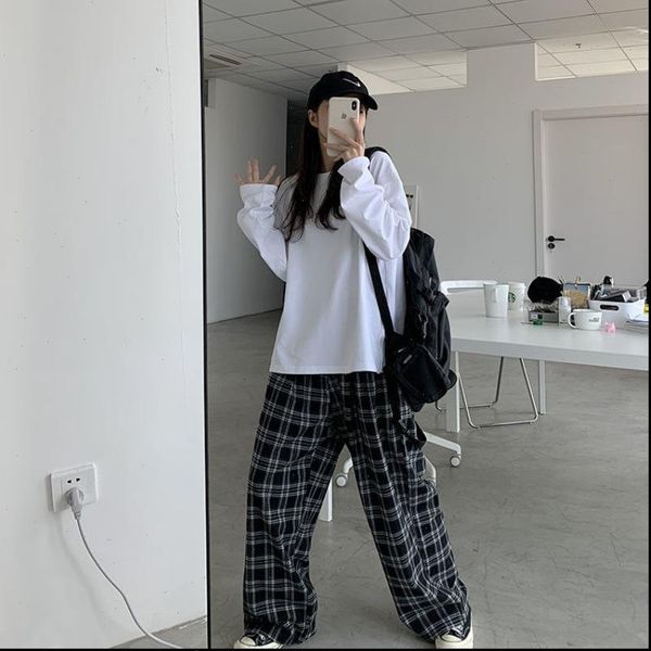 wide leg pants womens summer fall high waist all match teens streetwear ins trendy harajuku plaid womens trouser, Black;white
wide leg pants womens summer fall high waist all match teens streetwear ins trendy harajuku plaid womens trouser, Black;white