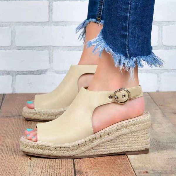 sandals women high heel wedges shoes open-toe leather summer platform chaussures femme, Black
sandals women high heel wedges shoes open-toe leather summer platform chaussures femme, Black