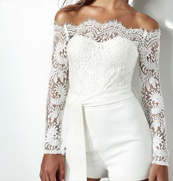 summer bodysuit european womens jumpsuits off shoulder lace long sleeved up rompers onf012, Black;white
summer bodysuit european womens jumpsuits off shoulder lace long sleeved up rompers onf012, Black;white