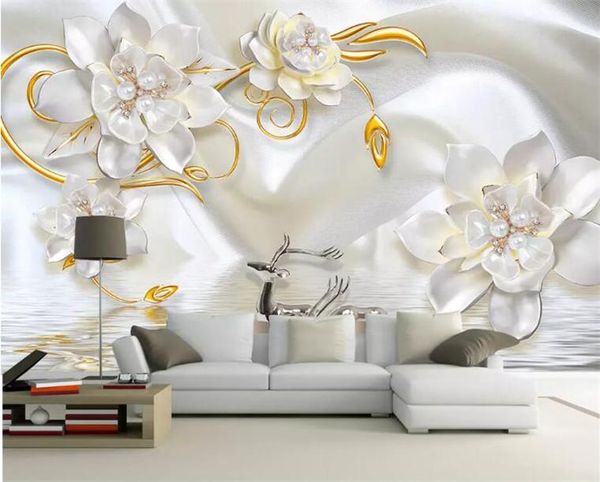 wallpapers custom 3d wall murals wallpaper luxury relief deer white silk pearl jewelry flower large painting living room bedroom
wallpapers custom 3d wall murals wallpaper luxury relief deer white silk pearl jewelry flower large painting living room bedroom