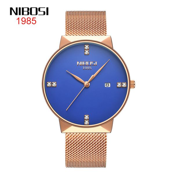 11 style nibosi fashion ultra-thin rose gold mesh belt men's waterproof luminous calendar quartz watch 41.5mm blue dail, Slivery;brown
11 style nibosi fashion ultra-thin rose gold mesh belt men's waterproof luminous calendar quartz watch 41.5mm blue dail, Slivery;brown