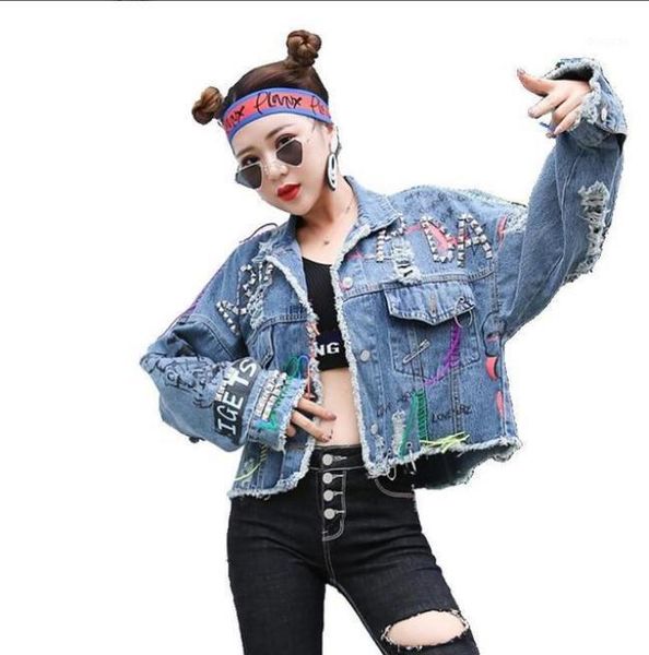women's jackets arrival autumn and spring graffiti rivet jean female holes denim fashion girl outerwear coat k1302, Black;brown
women's jackets arrival autumn and spring graffiti rivet jean female holes denim fashion girl outerwear coat k1302, Black;brown